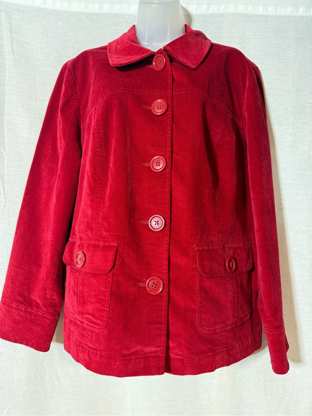 Talbots Red Corduroy Button-Front Jacket Size 16W